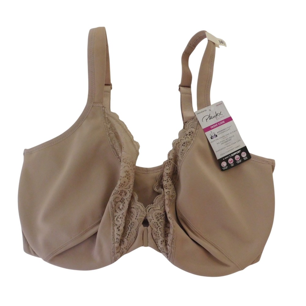 Playtex Secrets US4423 Front Close No Poke Dreamwire Bra Beige 38G New With Tags